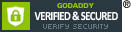 GoDaddy Verified & Secured trust badge with security icons.