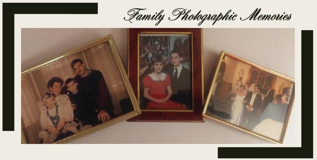 Family photos in three photo frames