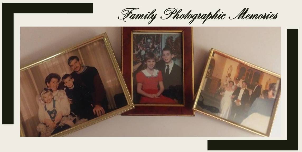 Family photos in three photo frames