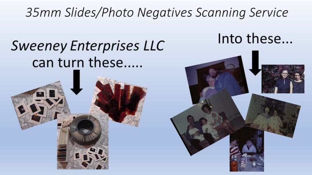 Slides and negatives converted to photos.