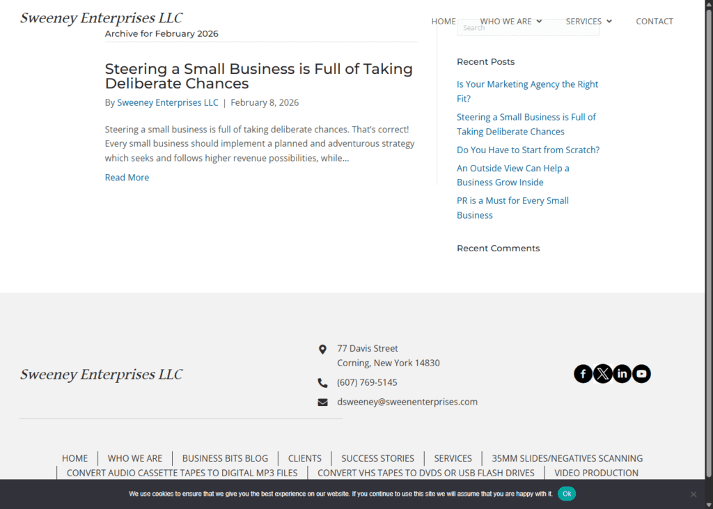 Small business strategy blog post webpage.